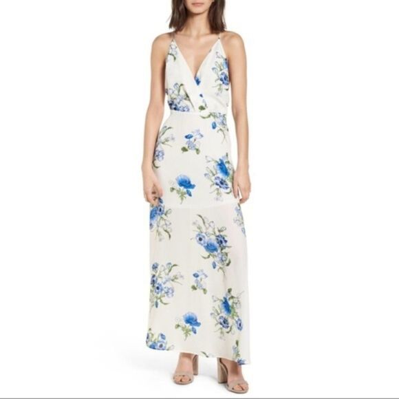 Lush Floral Dress Maxi Dress - size XS in Ivory/Blue. - Picture 1 of 7